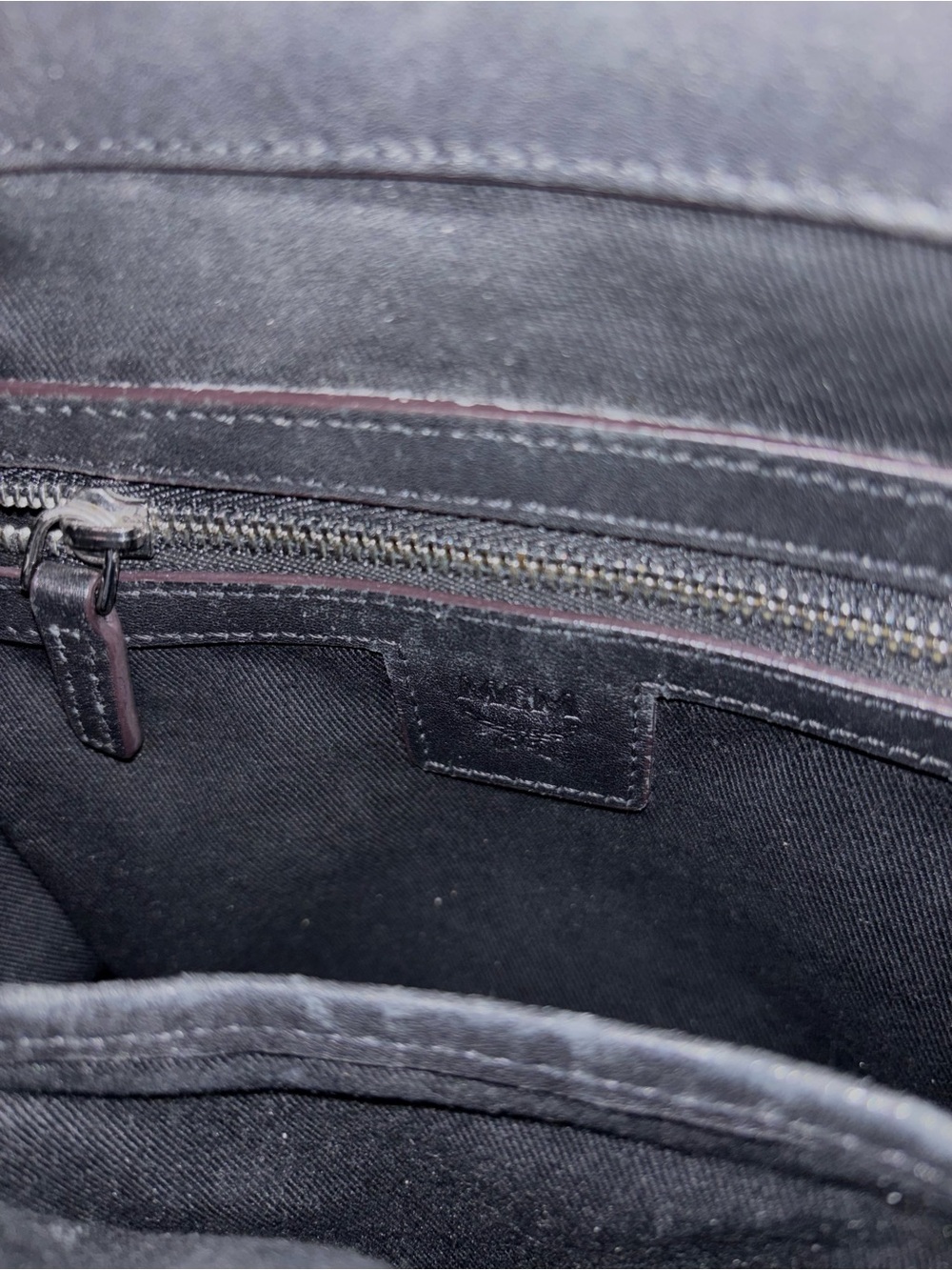 MCM Black Embossed Leather Drawstring Mini Backpack with Top Handle - Picture 6 of 9
